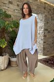 Made in Italy Pia Pillow Cotton Pocketed Dip Side Tank Sky /13