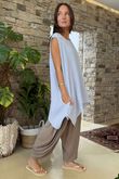 Made in Italy Pia Pillow Cotton Pocketed Dip Side Tank Sky /13