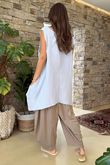 Made in Italy Pia Pillow Cotton Pocketed Dip Side Tank Sky /13