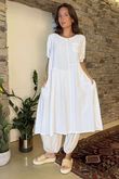 Made in Italy Pure Cotton Adriana Patch Pocket Smock Dress White /10