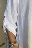 Made in Italy Pure Linen Carla Souk Dress White /11