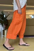 Made in Italy Pure Linen Classic 7/8 Pull On Pant Aperol