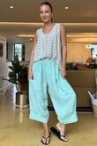 Made in Italy Pure Linen Classic 7/8 Pull On Pant Mint
