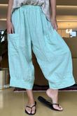 Made in Italy Pure Linen Classic 7/8 Pull On Pant Mint