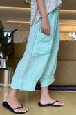 Made in Italy Pure Linen Classic 7/8 Pull On Pant Mint