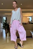 Made in Italy Pure Linen Classic 7/8 Pull On Pant Sugar