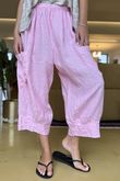 Made in Italy Pure Linen Classic 7/8 Pull On Pant Sugar