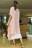 Pure Linen Jensen Two Piece Split Side Dress Small Ballet Rose