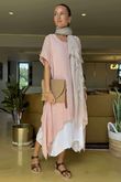 Pure Linen Jensen Two Piece Split Side Dress Small Ballet Rose