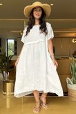 Made in Italy Pure Linen Lucia Smock Dress White