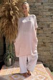 Made in Italy Pure Linen Sac Dress Antique Rose /1 =