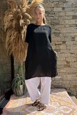 Made in Italy Pure Linen Sac Dress Black /6 =