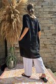 Made in Italy Pure Linen Sac Dress Black /6 =