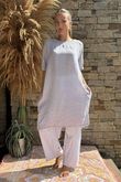 Made in Italy Pure Linen Sac Dress Dove /6 =