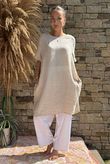 Made in Italy Pure Linen Sac Dress Stone /8 =