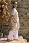 Made in Italy Pure Linen Sac Dress Stone /8 =