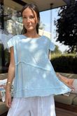 Made in Italy Pure Shores Cotton Perin Cap Sleeve Top Powder 