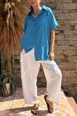 Made in Italy Pure Shores Perfect Cotton Shirt Cerulean /18 ** 