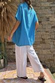 Made in Italy Pure Shores Perfect Cotton Shirt Cerulean /18 ** 