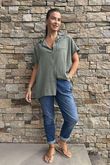 Made in Italy Pure Shores Perfect Cotton Shirt Khaki 