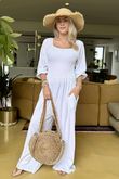 Made in Italy Rumours Pocketed Shirring Jumpsuit White 