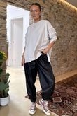 Made in Italy Runa Leather Look Cuff Jogger Black