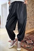 Made in Italy Runa Leather Look Cuff Jogger Black