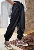 Made in Italy Runa Leather Look Cuff Jogger Black