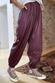 Made in Italy Runa Leather Look Cuff Jogger Burgundy