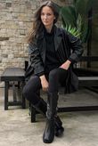 Made in Italy Runa Leather Look Relaxed Blazer Black - 