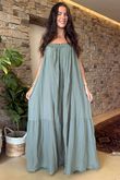 Made in Italy Sa Caleta Beach Maxi Dress Khaki