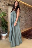 Made in Italy Sa Caleta Beach Maxi Dress Khaki