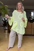 Made in Italy Sa Caleta Circle Smock Top Washed Citronella
