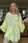 Made in Italy Sa Caleta Circle Smock Top Washed Citronella