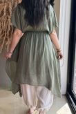 Made in Italy Sa Caleta Cotton Handkerchief Dress Khaki