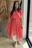Made in Italy Sa Caleta Cotton Handkerchief Dress Watermelon