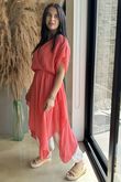 Made in Italy Sa Caleta Cotton Handkerchief Dress Watermelon