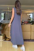 Made in Italy Sleeveless Parachute Maxi Dress Graphite /7