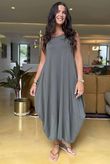 Made in Italy Sleeveless Parachute Maxi Dress Khaki /9