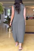Made in Italy Sleeveless Parachute Maxi Dress Khaki /9