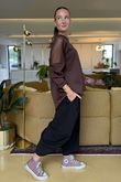 Made in Italy Tovi Mesh Panel Top Chocolate