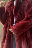 Mara Luxury Faux Fur Long Coat Burgundy