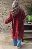 Mara Luxury Faux Fur Long Coat Burgundy