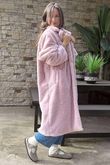 Mara Luxury Faux Fur Long Coat Dusky Rose