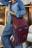 Marant Fringe Cross Body Bag Burgundy