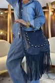 Marant Fringe Cross Body Bag Navy