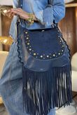 Marant Fringe Cross Body Bag Navy