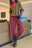 McAlister Tartan Brushed Cotton Demi Bloom Pant Red 