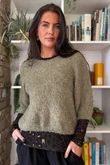 Mika Cashmere Blend Layering Top Leopard Khaki