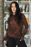 Mika Cashmere Blend Layering Top Leopard Rust